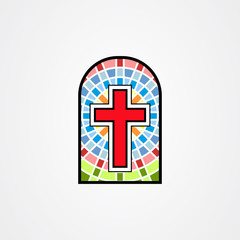 Obraz premium Illustration in stained glass style with a christian cross