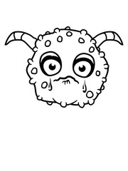 kopf gesicht trauriges kleines monster süß niedlich unglücklich pickel hörner dämon teufel hölle horror halloween clipart comic cartoon weinen tränen armes