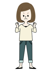 女性-ガッツポーズ-やる気・怒り