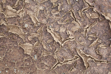 cracked ground with various granite stones