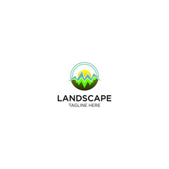 montain and forest logo. circle landscape logo templates