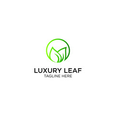 luxury leaf in circle  logo templates
