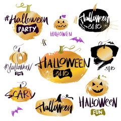 Halloween party design element poster, banner, sign. Trendy Halloween hashtag