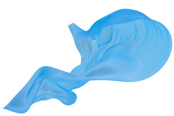 Abstract background of blue wavy silk or satin. 3d rendering image.