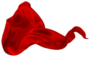 Abstract background of red wavy silk or satin. 3d rendering image.