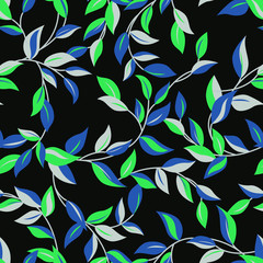 Leaves texture pattern. Watercolor Seamless background.