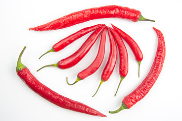 Red hot pepper on white background. Healthy vegetable food and vitamins.