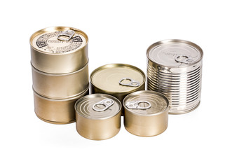 Metal cans, round side isolate with a white background