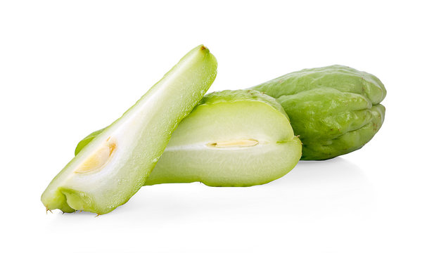 Chayote on white background