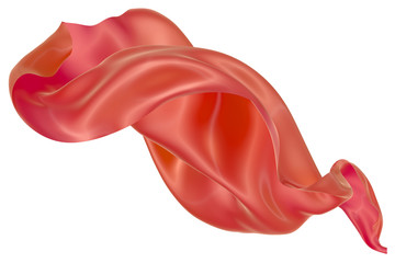 Abstract background of red wavy silk or satin. 3d rendering image.