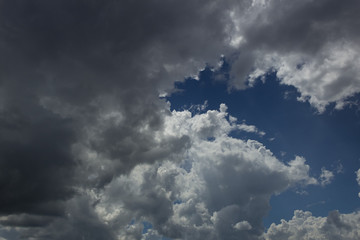 blue sky with clouds and sun