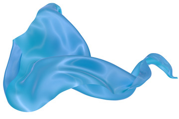 Abstract background of blue wavy silk or satin. 3d rendering image.