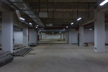 Perspective space landscape of underground garage under construction