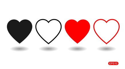 Like and Heart icon. Social nets like red heart web buttons isolated on white background.Vector illustaration.