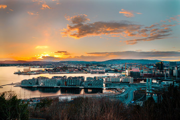 Beautiful sunset view from Ekeberg, Oslo