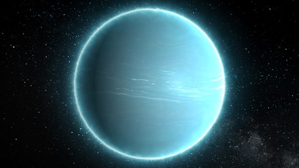 Fototapeta na wymiar Beautiful View of Planet Uranus from Space Timelapse and Stars - Abstract Background Texture