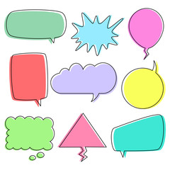 Set of colorful speech bubble vector isolated on white background.