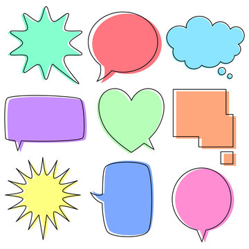 Set of colorful speech bubble vector isolated on white background.