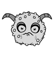 gesicht kopf trauriges kleines monster süß niedlich unglücklich pickel hörner dämon teufel hölle horror halloween clipart comic cartoon weinen tränen armes