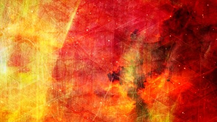 Fiery Clouds and Geometry with Glowing Stars in Sky - Abstract Background Texture