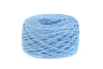 Big blue thread with white isolated background