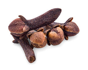 dry cloves on white background