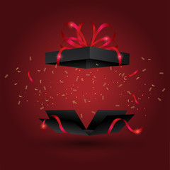 black gift box bomb with gold ribbon,black friday, christmas ,happy new year