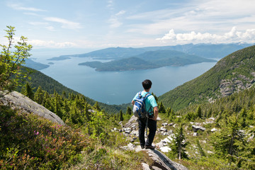 Fototapeta premium Hiking in the Lions binkert trail in Vancouver