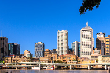 Fototapeta na wymiar panoramic view of modern city of Brisbane across the river queensland australia