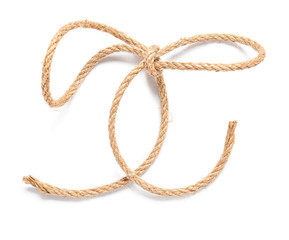 Rope with bow on white background