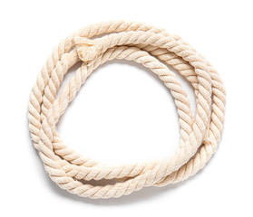 Rolled rope on white background