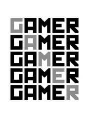 cool muster text retro gamer logo zocken spielen nerd hobby geek 8 bit design clipart © Style-o-Mat-Design