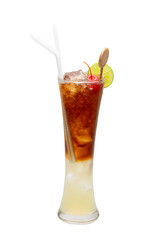 Cuba libre cocktail isolate on white background with clipping path