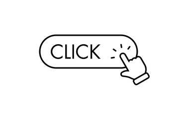 Click here button, with hand clicking icon