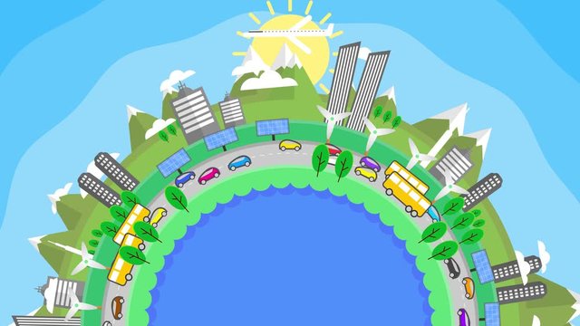 Busy rotating world looping video