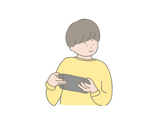 ゲームをする男の子