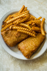 フィッシュアンドチップス typical British fish and chips
