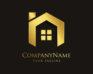 Elegant Gold House Logo Design, Real Estate Logo Design Vector Template