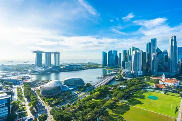 Foto op Aluminium Beautiful architecture building exterior cityscape in Singapore city skyline © siraphol