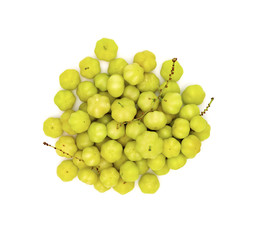 star gooseberry isolated on white background,Phyllanthus acidus,top view