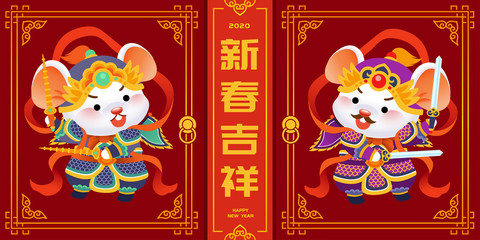Obraz na płótnie Canvas White mice menshen for lunar year