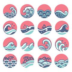 Fototapeta premium water wave icon set