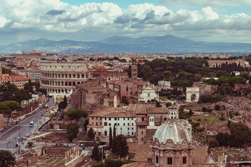 Fototapeta na wymiar Overview of the roman forum from the monument to Victor Emmanuel II