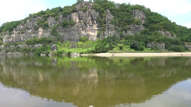 Buyondae cliff view with water reflection from Andong Hahoe folk village in South Korea