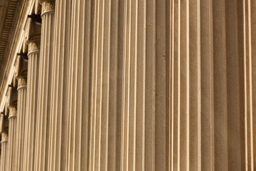 Row of Columns of the Treasury Department Building in Washington, DC - Abstract Closeup, Background