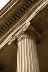 Low-angle view of a Column with Ionic Capital at The Treasury Department Building in Washington, DC