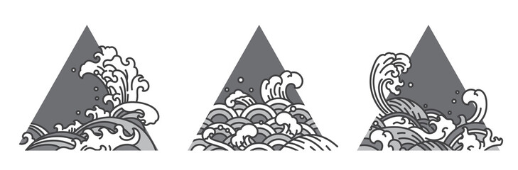 An oriental water wave on triangle background design