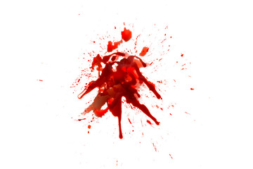 closeup drops of red blood isolated on white background,abstract pattern