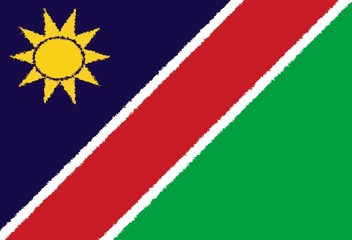 Flag Of Namibia Isolated On White Background.Brush strokes.