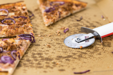 Sliced Pizza (detailed close-up shot; selective focus)